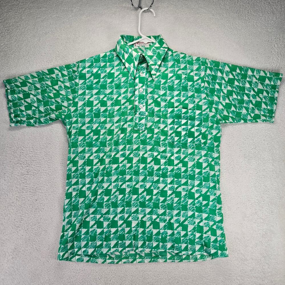 Vtg McGregor Polo Mens M Polyester 70s Disco Party Rave Dagger Pointed Collar
